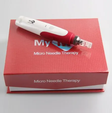 1pc myM elektrische derma stempel mym derma pen micro naald roller schoonheid apparatuur derma rollende systeem huidverzorging tool voeding invoer pen