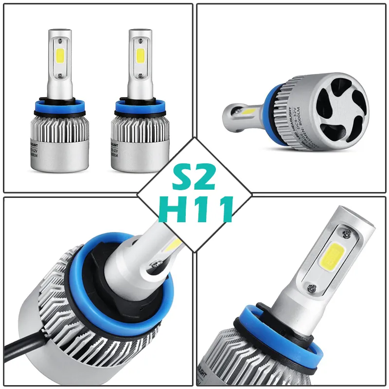 S2 HighDipped Beam COB Chips H7 LED Headlight Kits Auto Head Light H11 Fog Lamps H13 H4 9006 with Fan3655472