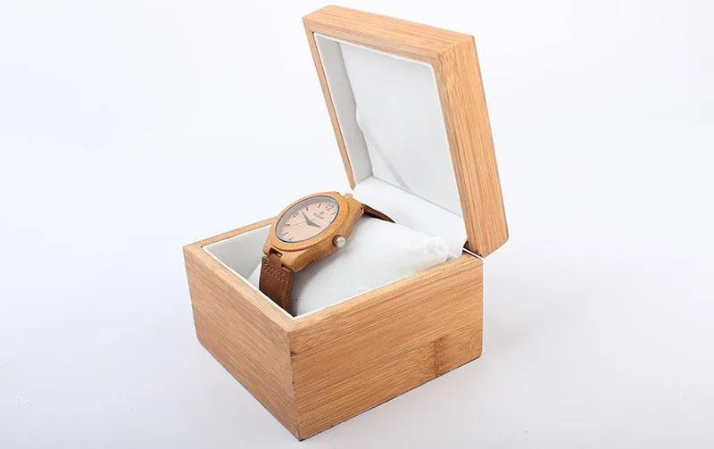 Natuurlijke bamboe flip watch box hoogwaardige horloge geschenkverpakking bamboe horloges box241H