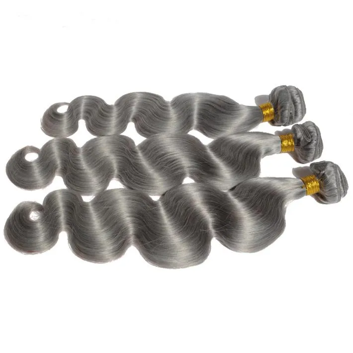 Neu kommen 9A Grade Malaysische Körperwelle Graue Haarwebart Silbergraue Körperwelle Echthaarverlängerungen Graues Reines Haar zum Verkauf an