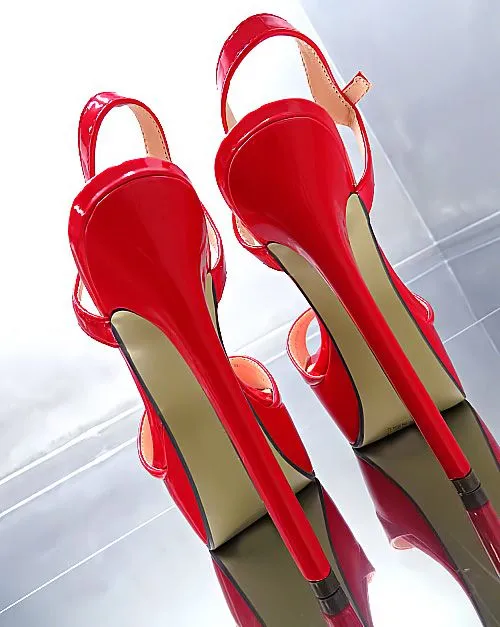 red color t show party Shoes Feminino 16cm platform leather dress shoes open toe buckle ladies summer sandals