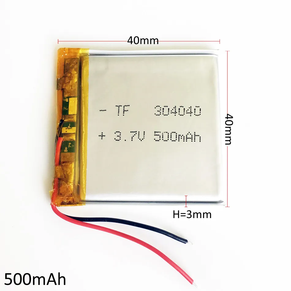 3.7V 500mAH 304040 Lithiumpolymer Uppladdningsbart batteri Lipo-celler Li-ion Power för MP3 Headphone DVD GPS Mobiltelefon Kamera PSP-spelleksaker