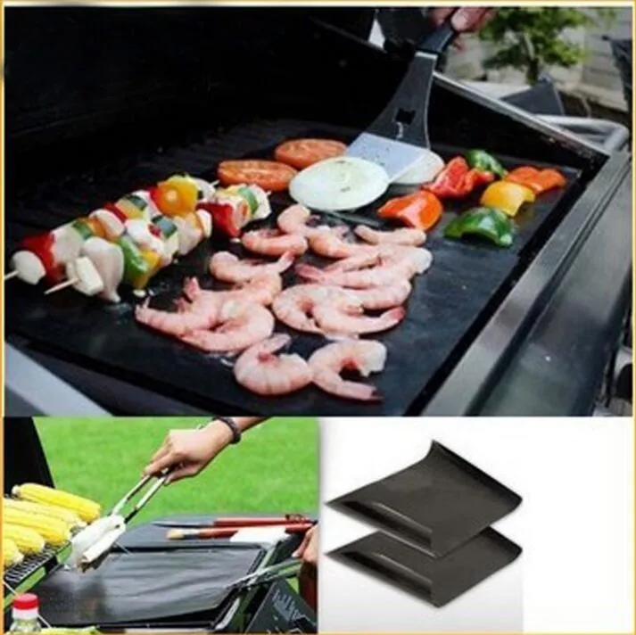 Miljövänlig Silikonmatta Grillverktyg Tillbehör Bakning Baka Mat Ugn Liner Återanvändbar Non-Stick BBQ Grill Mattor 40 * 33cm