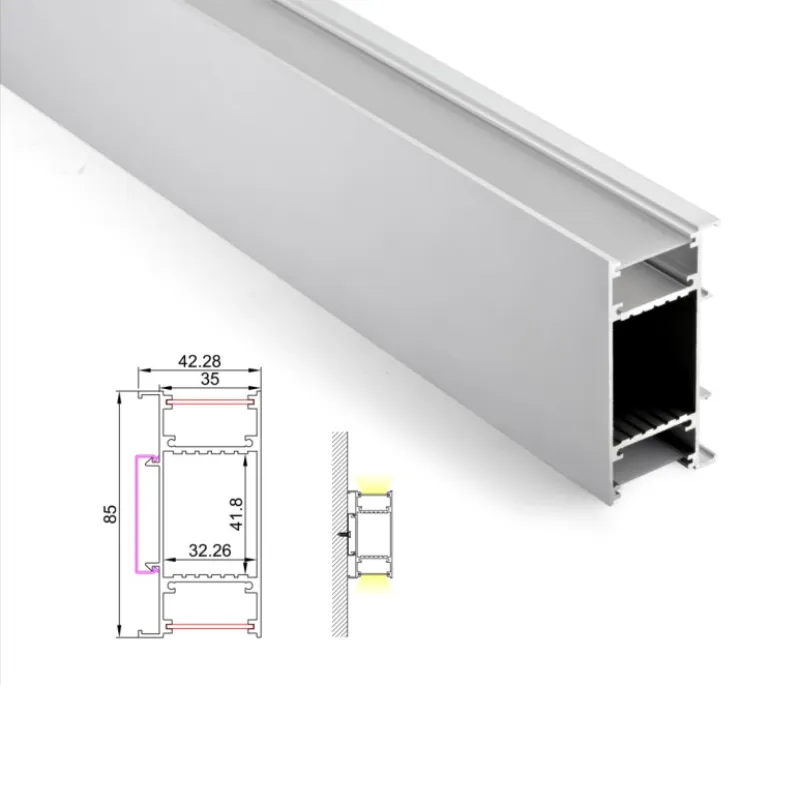 50 x 1m sets / partij muur washer aluminium LED-profiel en platte H-type LED ALU-kanaal voor de muur op en neer lamp