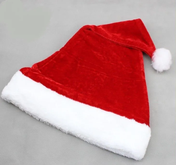 Wysokiej jakości Christmas Hat Dorosłych Christmas Party Cap Czerwony Pluszowy Kapelusz Dla Santa Claus Kostium Christmas Decoration Prezent WA1499