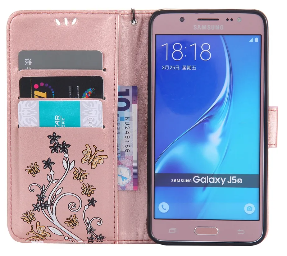 Flip Cover dla Samsung Galaxy J5 Prime Case Luksusowy Karta Portfelowa Kolorowa Kwiat dla Galaxy J5 J510 2016 J530 2017 Case