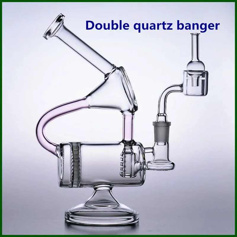 유리 bongs 물 파이프 석영 banger 머리 리사이클 오일 rigs dab 비커 그릇 버블 러 퍼크 벌집 애시 포수 14mm 흡연 hookahs