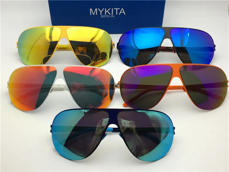 new mykita sunglasses ultralight frame without screws HUBERT goggles frame flap top men brand designer retro coating mirror lens