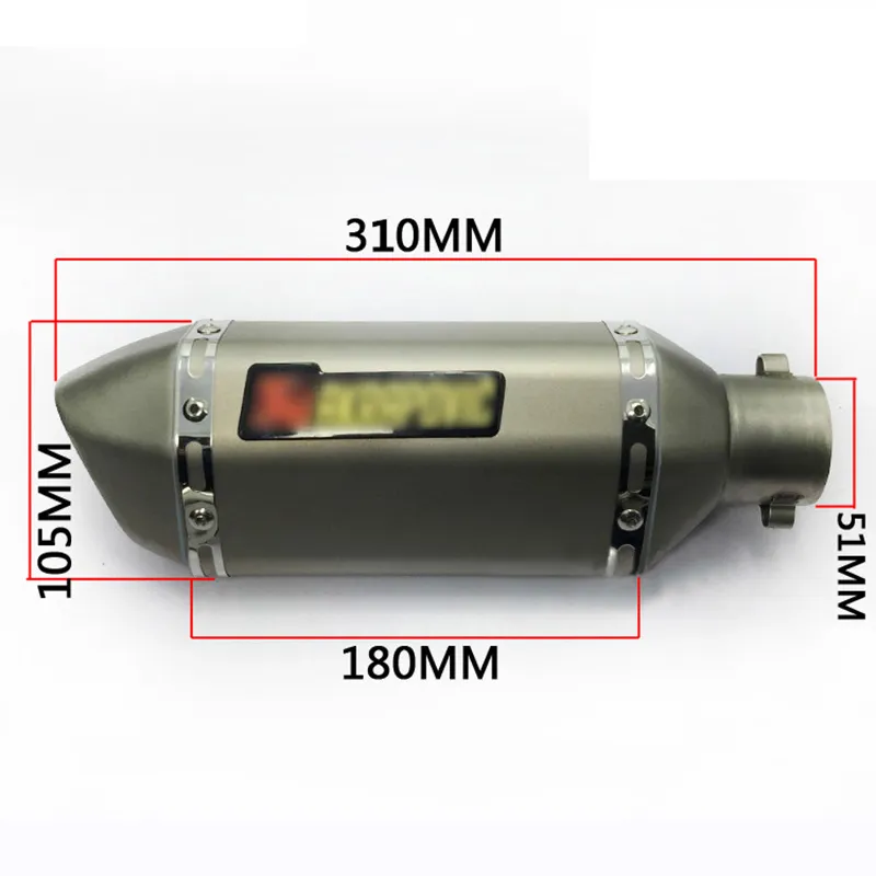 دراجة نارية عالمية قصيرة العادم كاتم الصوت كاتم الصوت الانزلاق على W / DB القاتل 38-51mm