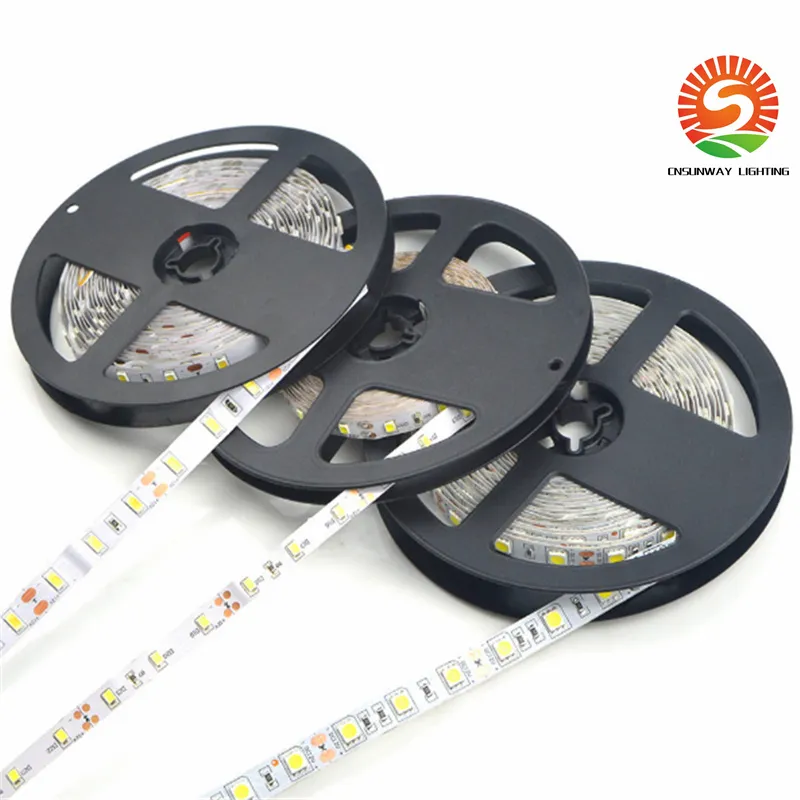 5M 5050 3528 5630 Led Tiras Luz morna Branco Vermelho Verde Azul RGB flexível 5M rolo 300 Leds DC 12V exterior fita impermeável