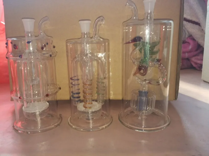 Tre stili di narghilè, bruciatori a nafta Tubi di vetro Tubi dell'acqua Tubi di vetro Piattaforme petrolifere Fumatori con contagocce Bong di vetro Accesso