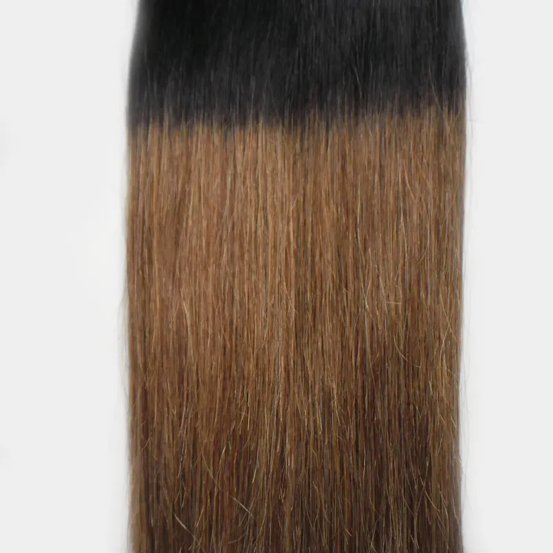 Ombre Brasilianskt hår 100g 40st rak # 1b / 6 Tape i mänskliga hårförlängningar Ombre Virgin Remy Skin Wefts Human Hair