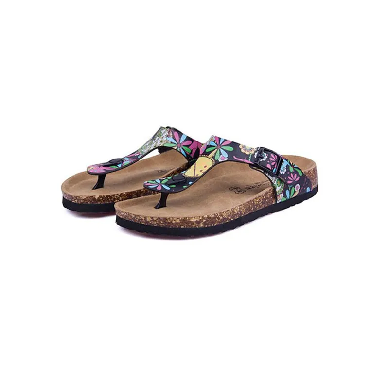 New Beach Cork flip flop flops chinelo 2017 Casual Verão Mulheres Mistas de Impressão de Cor Mista em Slides Sandálias Sapato Plano