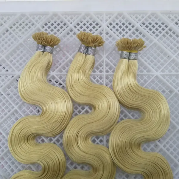 1 g / s 100g Brazylijski Remy Hair # 613 Platinum Blond Proste Keratyna Nail U Tip Fusion Full Human Hair Extensions