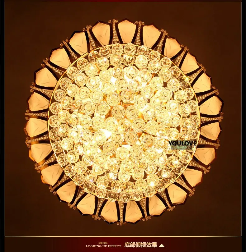 Modern Gold Crystal Chandeliers Lights Fixture European American Lotus Flower Chandelier Golden Crystal Droplight Home Indoor Hotel Lighting