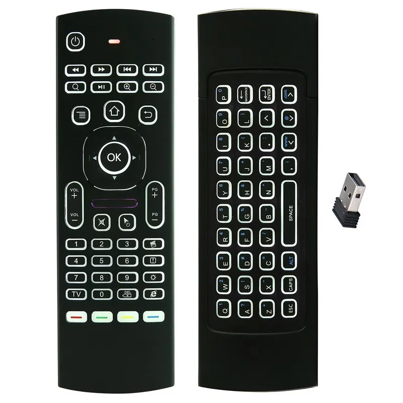 MX3 Pro Backlit Mini Wireless Keyboard Air Mouse Mic Google Voice Remote Control GYRO IR Learning for Android TV Box PC