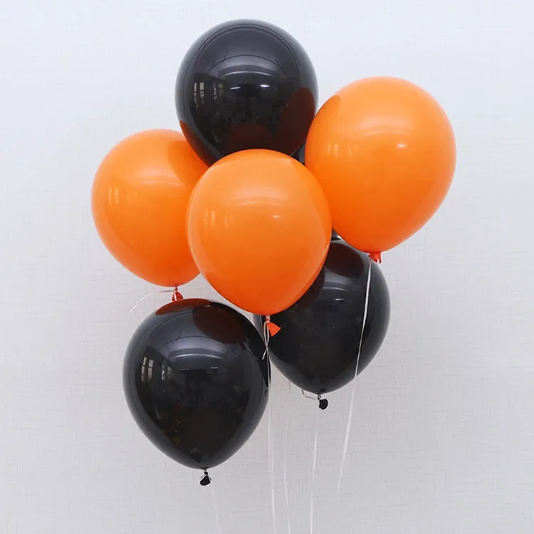 Ballon rond en Latex Orange noir, 100 pièces, décoration de fête d'halloween, de mariage, ballons en perles, décoration d'anniversaire pour la maison, 12 pouces