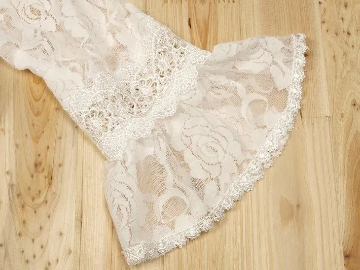 Fille manches moyennes col carré couverture en dentelle filles robe de princesse petites femmes mince Mini décontracté robe en dentelle blanc XS