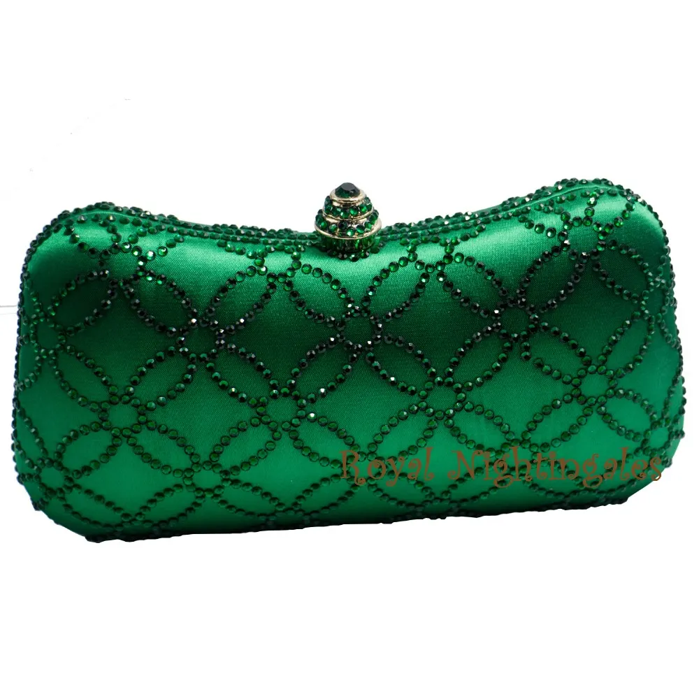 Vente en gros-fleur émeraude vert foncé strass cristal embrayage sacs de soirée pour femmes fête mariage mariée cristal sac à main et boîte embrayage