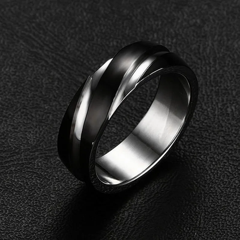 316L rostfritt stål män ring 6mm svart silverfärg svarta remsor för kvinnor män smycken5931547
