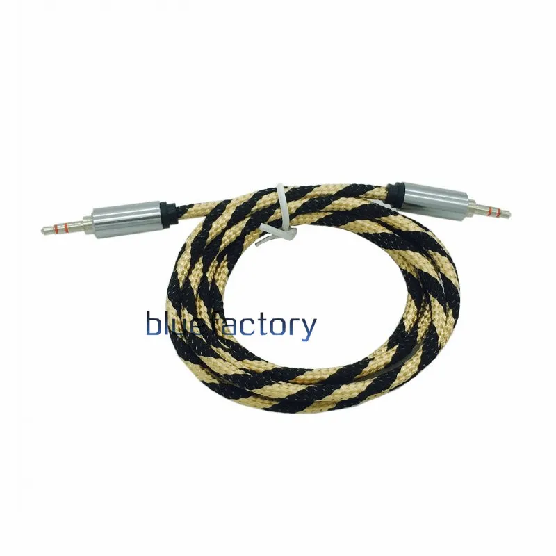 1.5m 5ft الألومنيوم مضفر 3.5 ملم ستيريو مساعدة O Cable Car Extension aux cord للذكور لـ iPhone Samsung MP3 مكبر صوت Computer8291826