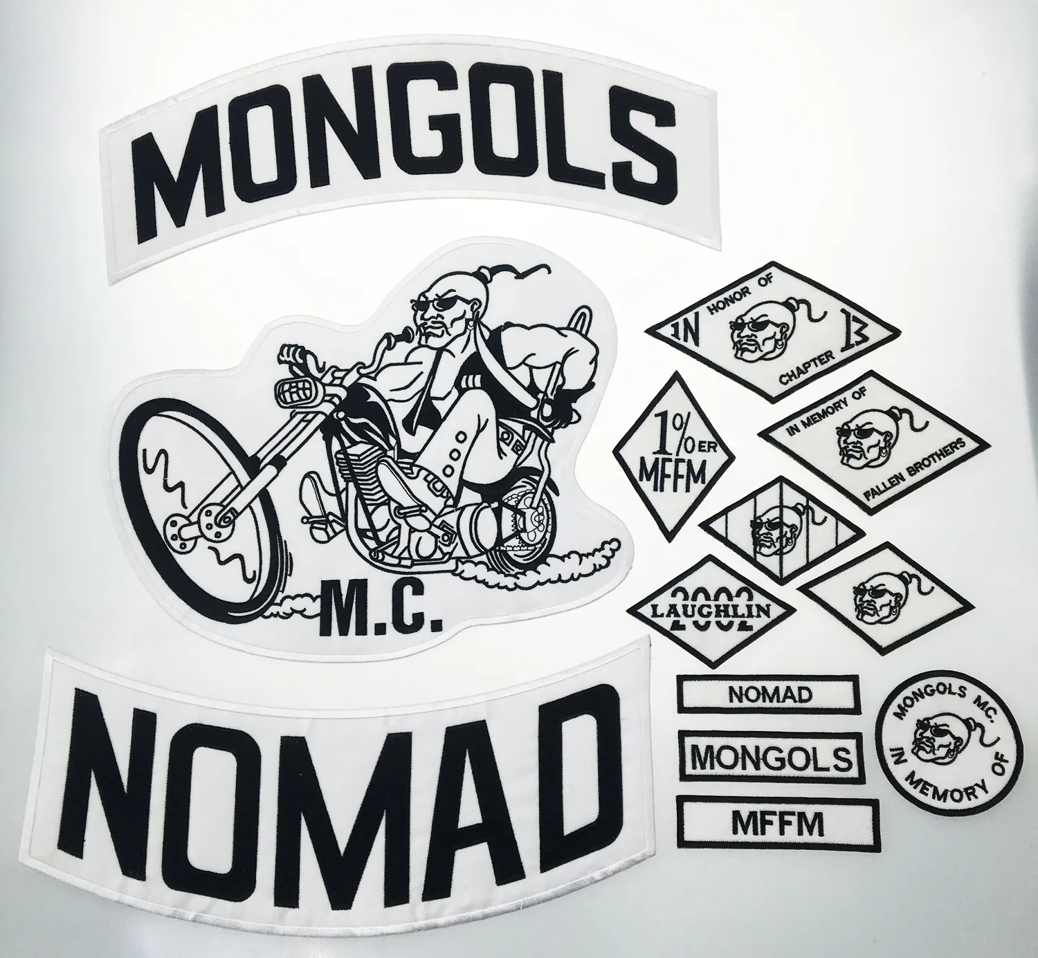 MONGOLS NOMAD MC Biker Vest Embroidery Patches 1% MFFM IN Memory Iron On Full Back of Jacket Motorcyle Patch