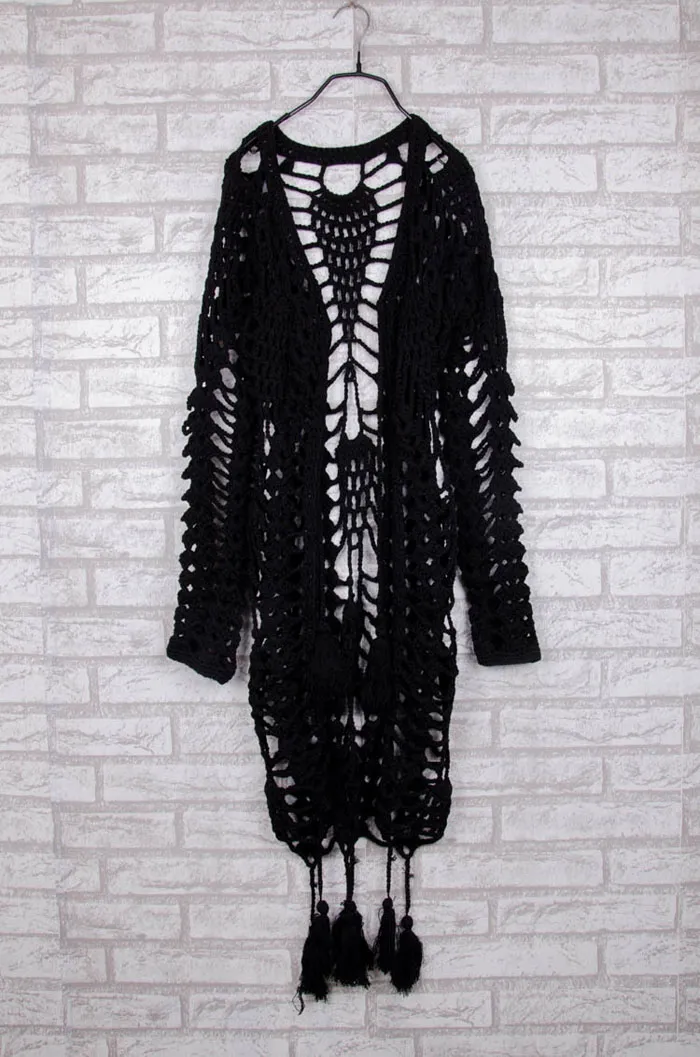 New Bohemia Fashion Women Cardigans Crochet Knitted Sweater Long Sleeve Hollow Out Outwear Sweaters Coat C2990