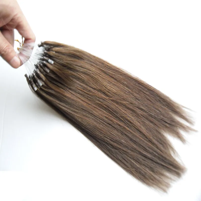 6 наращивание волос с микрокольцами среднего коричневого цвета 100 г 1 г наращивание волос с микро-бусинами 100 с Нанесение натуральных волос на наращивание с микрокольцами Huma9851204