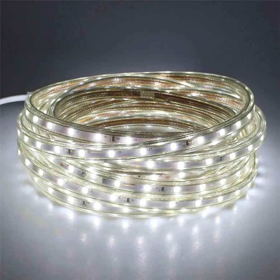 Umljus1688 100m / Roll SMD 2835 LED Strip Light 220V 60LEDS / M TIRAS Fkigible band belysning Vattentät varm vit ljusare än 3528