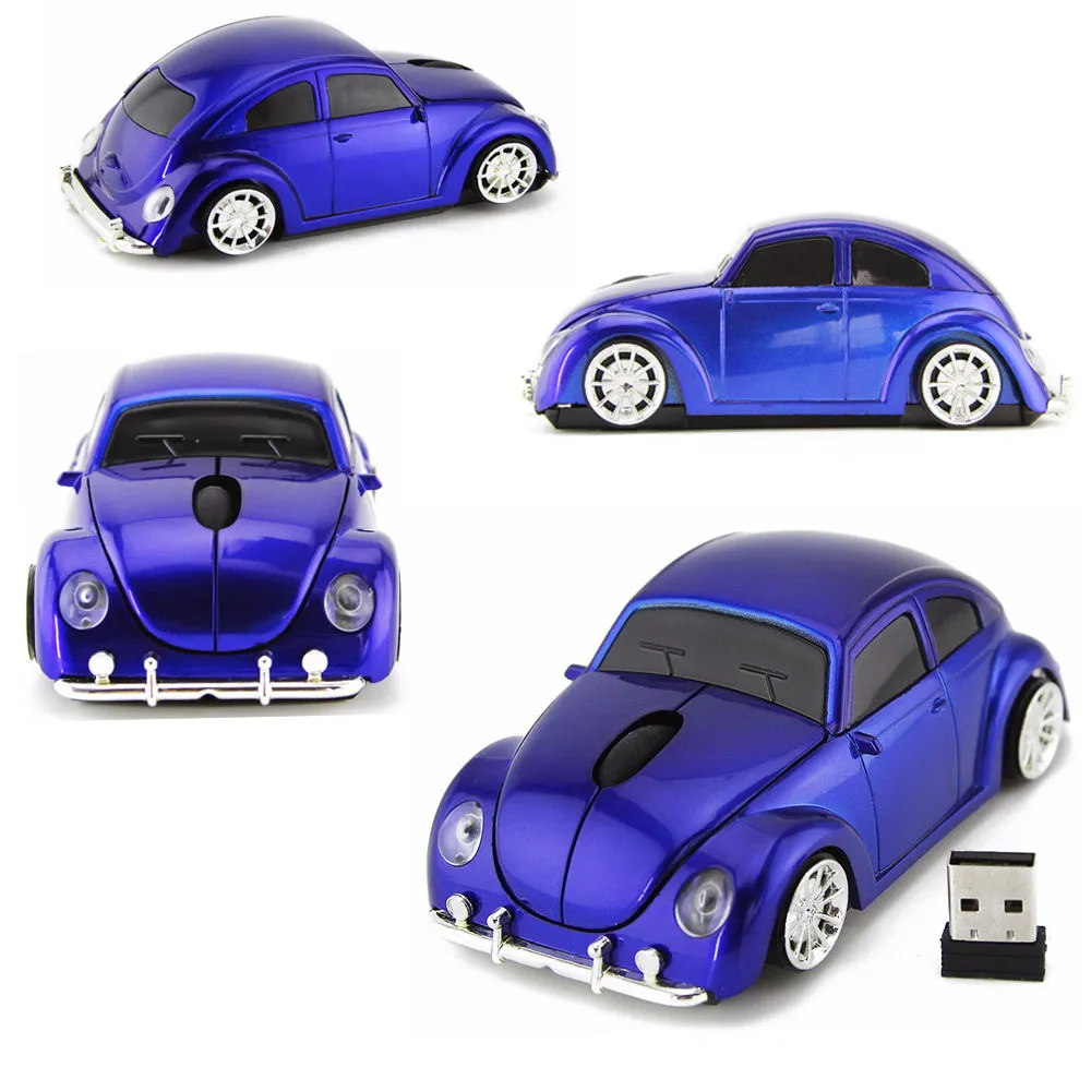 ユニークなカーマウスクラシックビートル2.4GワイヤレスマウスUSB光学ゲーム3DマウスThe Bug Comforive 3D Sports Car Mouse for PC Laptop3628957