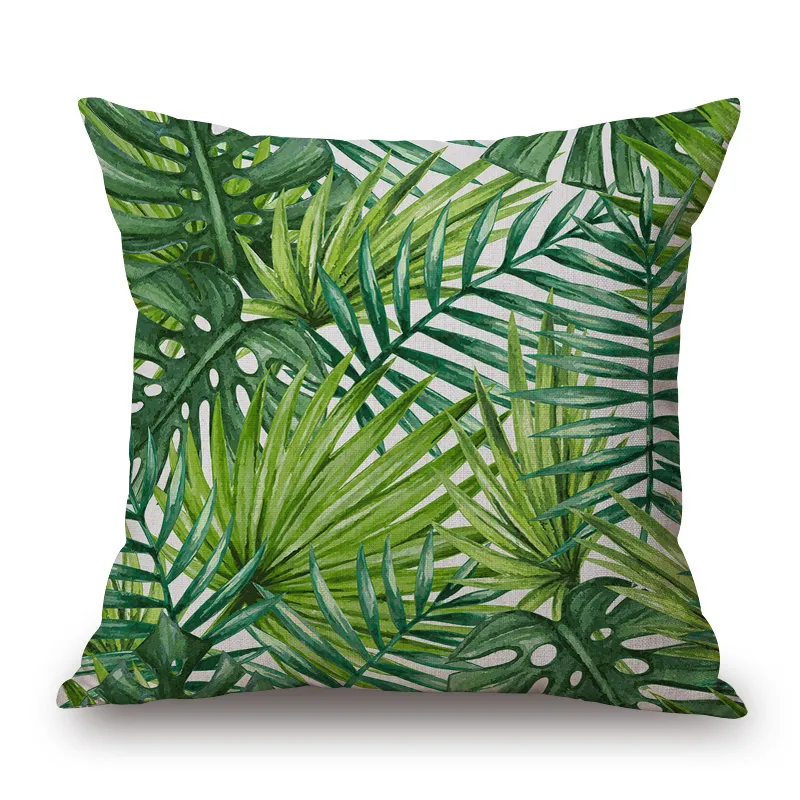 Decoration de pays vert couvre-coussin nature feuillage oreillers décoratifs casse de chaise de feuille d'été printemps almoofada 45cm cojin6439368