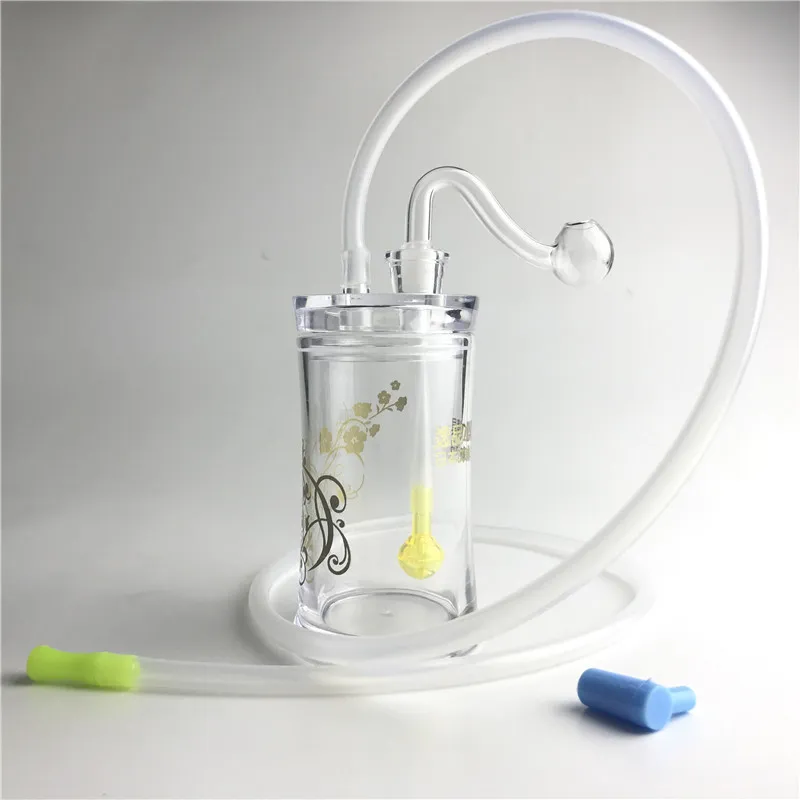 4.5 Inch Plastic Oil Burner Bong Water Pipes with 10mm Male Thick Pyrex Glass Oil Burner Pipe Silicone Tube for Smoking