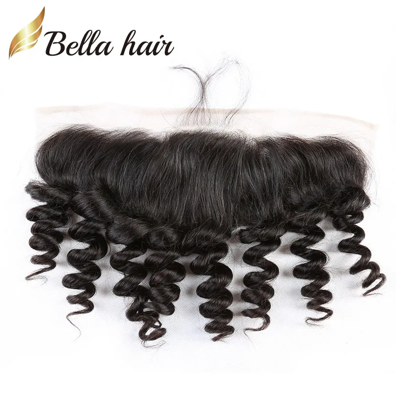 Locker gewelltes Echthaar mit Spitzenfront, 13 x 4, nur mit Spitzenfront, vollständig handgefertigt, lose gewellte Spitze, gebleichte Knoten, vorgezupft, mit Babyhaar, natürliches Schwarz, Bella Hair Slay SALE