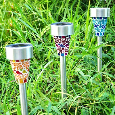 Solar Powered Lamp Solar Mosaic Border Garden Post Lights Garden Decoration Stake Light Solar Led Light Pathway Lawn Light Christmas Gifts