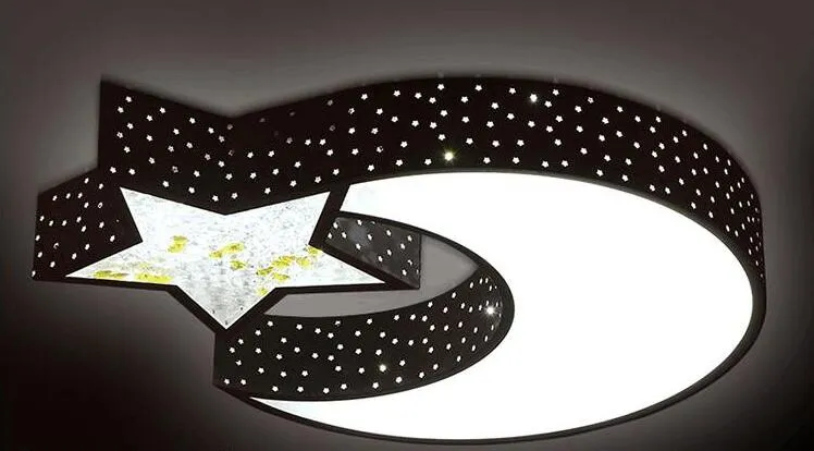 Lampe pour enfants Star Moon Plafonnier Personnalité créative Plafond de chambre à coucher pour garçon / fille Lampes à LED en cristal romantique