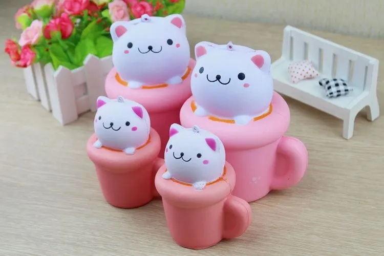 Arrivée 14 CM Jumbo Squishy Kawaii Coupe Chat Chatte Squeeze Animal Mignon Lente Hausse Parfumée Pain Gâteau Enfant Jouet Cadeau Poupée