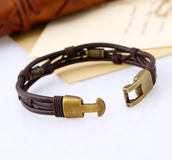Brand new Alloy weaving on the deduction of ancient leather bracelet bracelet FB448 a Slap & Snap Bracelets
