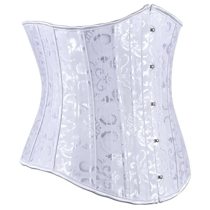 Korsett 24 Full Steel Bone Waist Cincher / Trainer Satin Corset Waist Training Corsets Underbust Plus Storlek Coret Modeling Strap XS-6XL