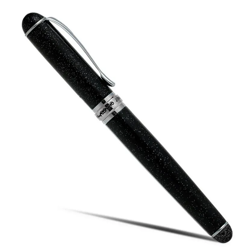 Luksusowy Jinhao Fountain Pen Black Shimmering Sands Medium Nib Znak Pióry Pisanie materiałów Party Holdiay Prezent2278583