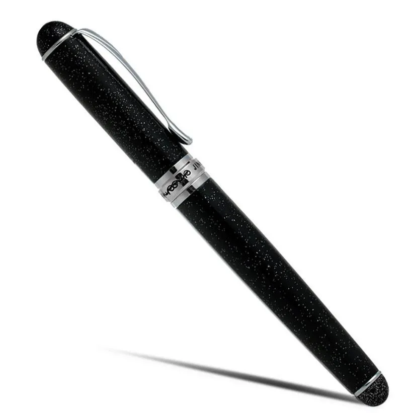 Pluma estilográfica JINHAO de lujo arenas brillantes negras bolígrafos de señal de punta media suministros de escritura fiesta Studengts amigos familia holdiay regalo