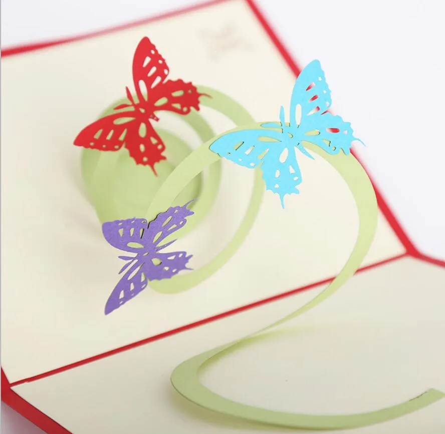 oco borboleta artesanal kirigami origami 3d pop up cartões de convite cartão para festa de aniversário de casamento presente