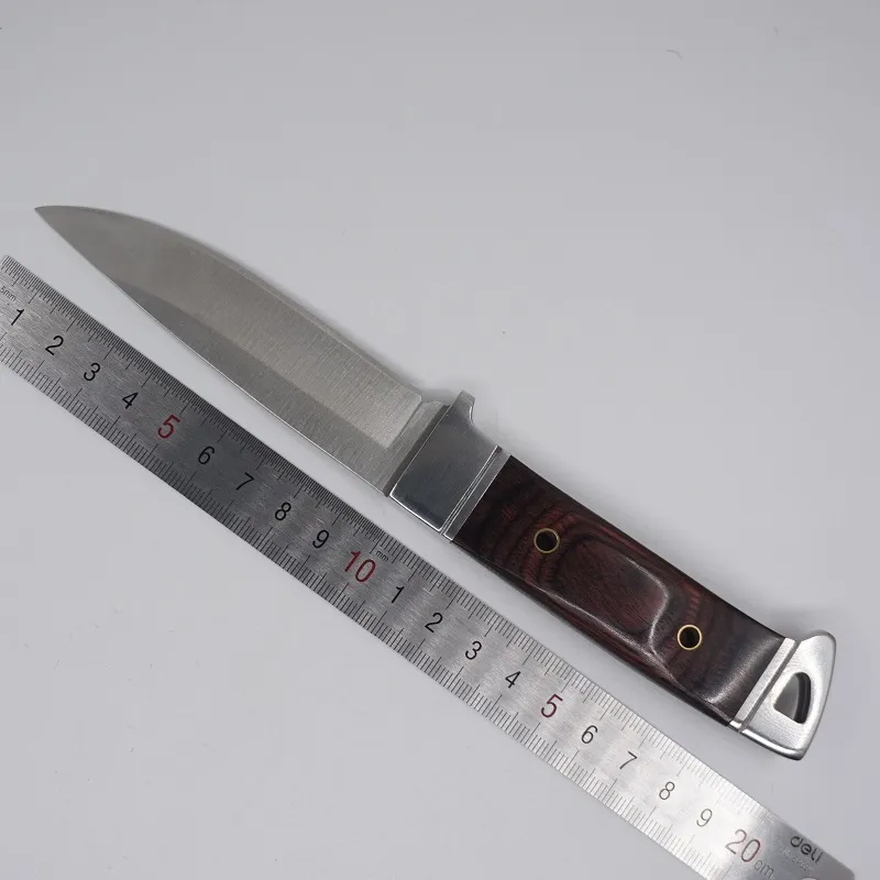 Cuchillo táctico recto de caza Cuchillo de rescate de hoja fija 3cr13Mov Mango de madera Herramienta para exteriores Cuchillos de supervivencia para acampar 57HRC El mejor regalo