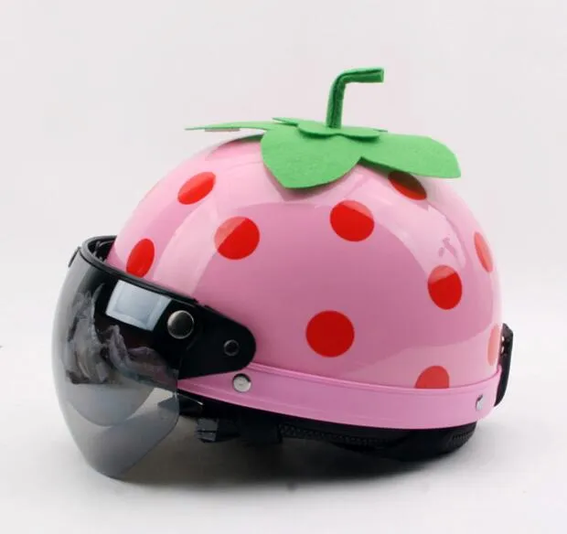 New 2017 Summer Strawberry Motorcycle Helmets Bike Bicycle Helmet Open Half Face with Visor Goggles for Men and Women4469622