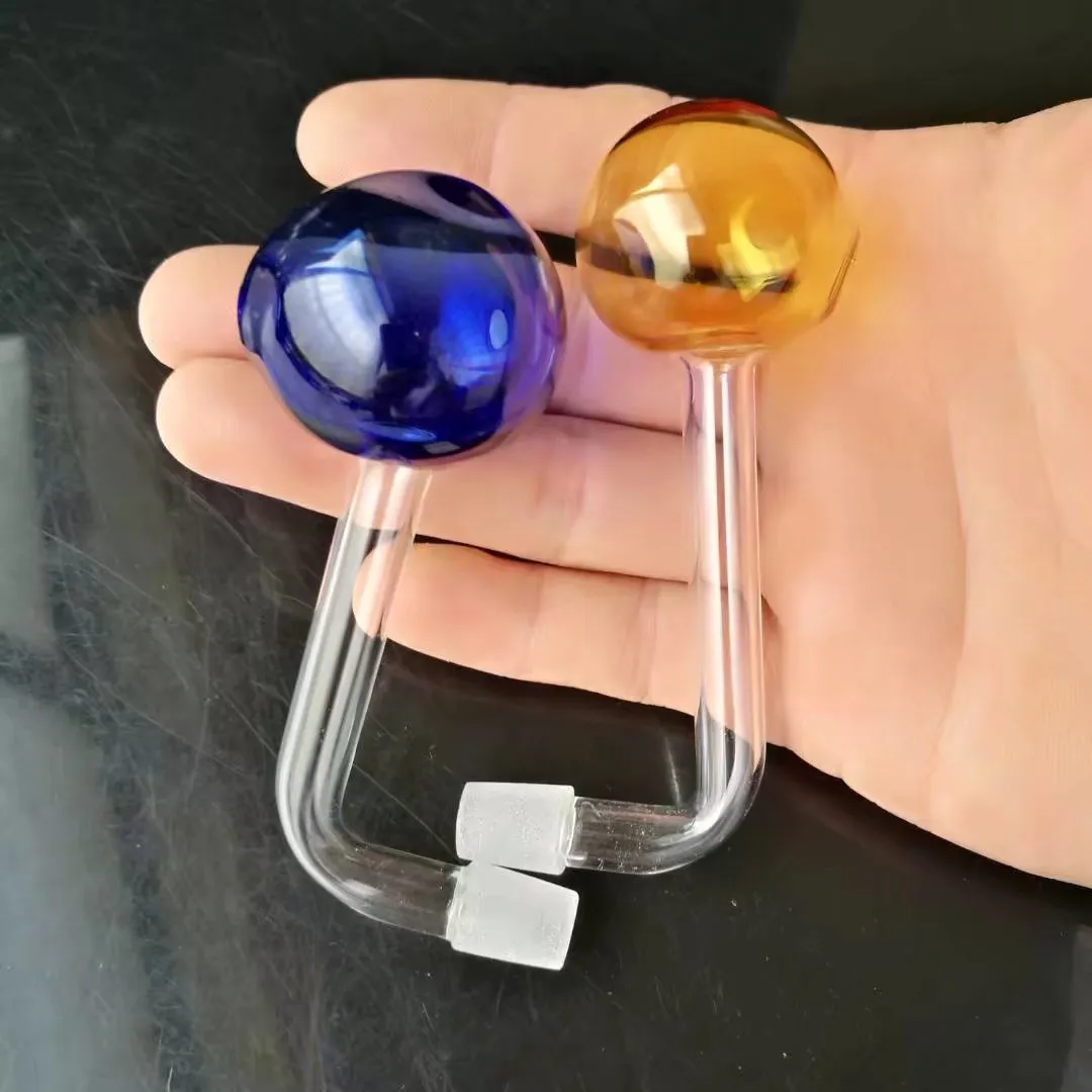 Accesorios de bongs de vidrio de burbujas de ángulo recto de color, Tubos coloridos para fumar Tubos de vidrio curvos Tubos de quemador de aceite Tubos de agua Dab Rig Bongs de vidrio