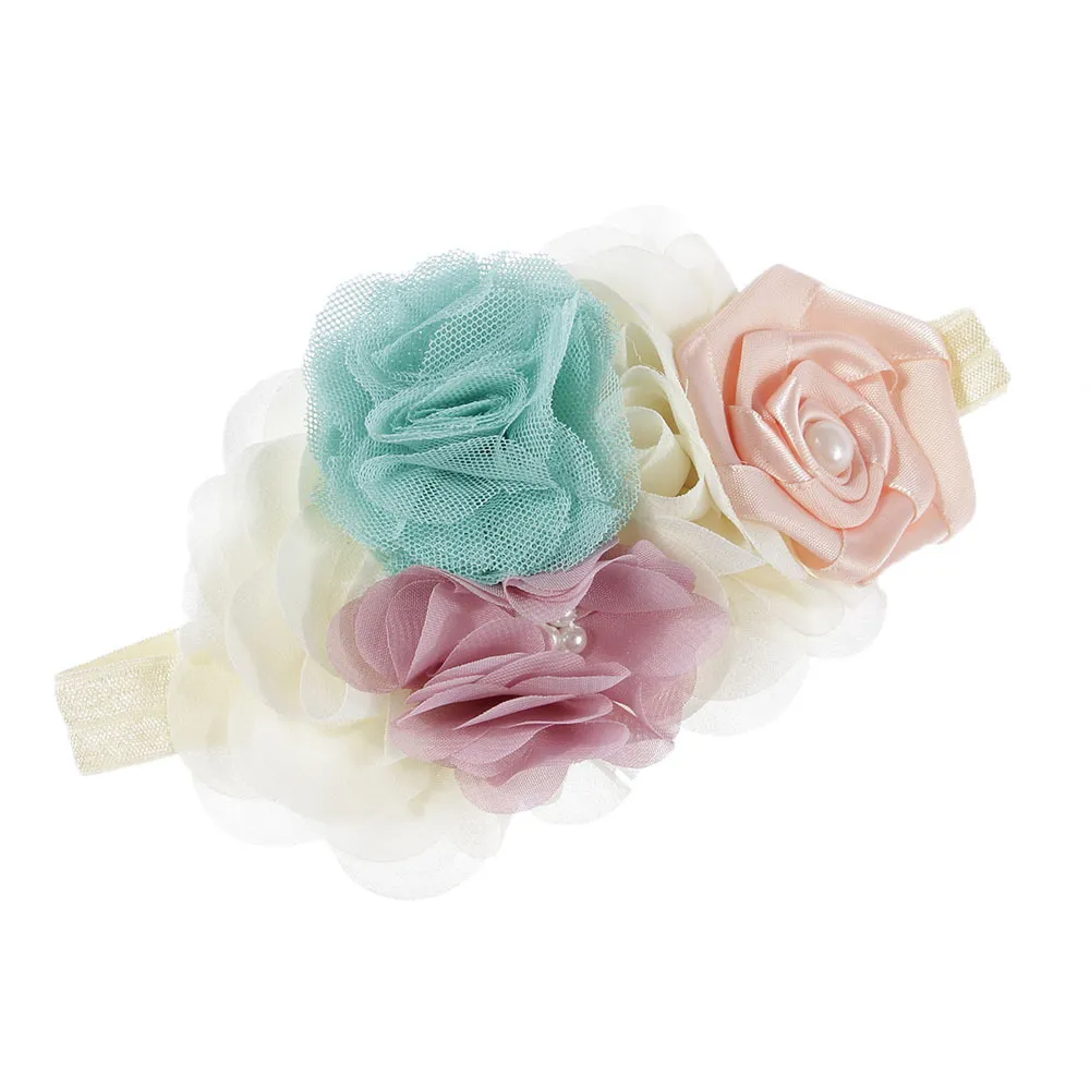 Bandeaux de fille de fleur accessoire de cheveux de bébé à adulte avec des fleurs faites à la main mode petites filles bandeaux de fête d'anniversaire pour nouveau-nés