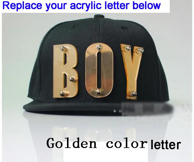 Aangepaste Hiphop 3D Acryl Letters Kinderhoeden Boutde spikes Rivets Acryl Snapback Kinderen Caps Groothandel Honkbal Cap Verstelbare jongens meisje