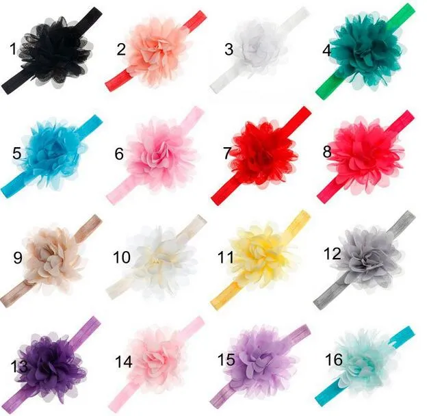 20 Cores Kid Bonito Headband Infantil Flor Chiffon Faixa de Cabelo Menina Bebê Recém-nascido Da Criança YH415