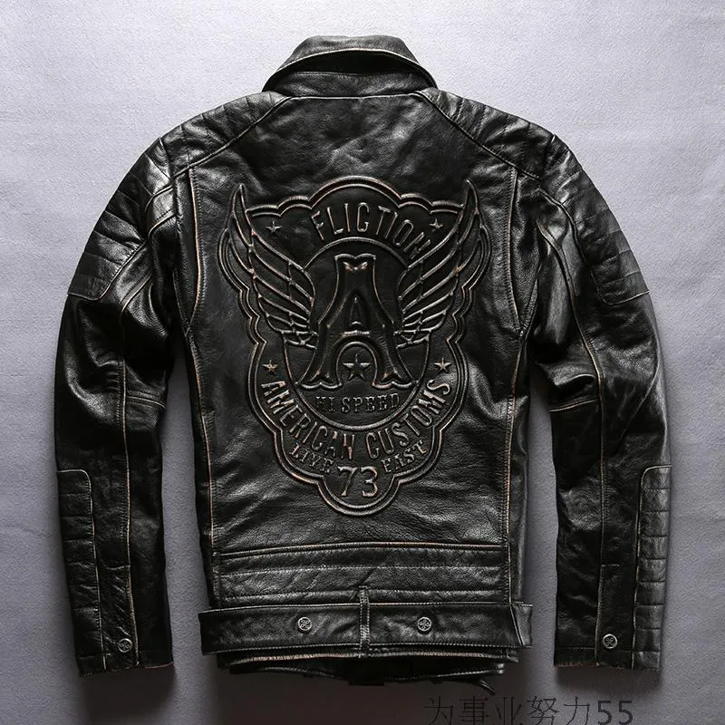 American Custom Leather Cheap Leather Motorcycle Jackets With A