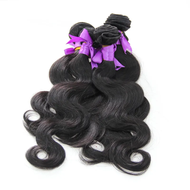 Capelli umani vergini corpo onda onda tessuto nero naturale 5 pz tessuto brasiliano capelli fasci di capelli remy doppio disegnato, nessun spargimento, groviglio libero