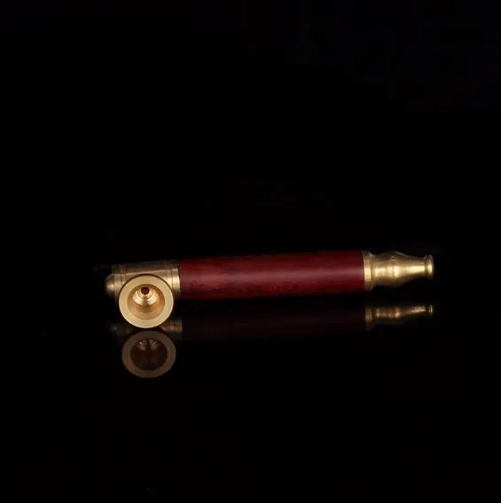 Boccaglio aste con testa in rame rimovibile, aste tabacco in legno massello vino rosso, mini tubo filtrante dritto portatile